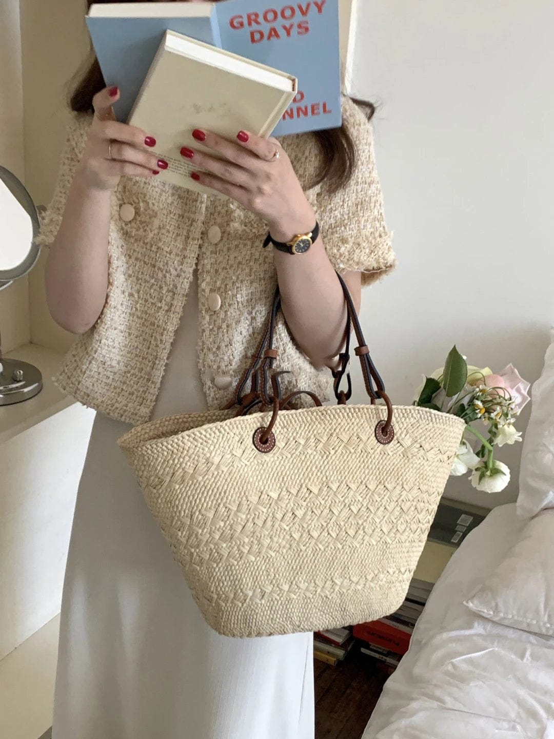 mini brown 2024 Women Summer Straw Bag Hand Bag Famous Brand Beach Bags Luxury Designer Raffia Handbag Travel Ladies Basket Tote Carrycot