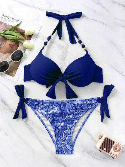 navy blue / M Sexy Push Up Bikini 2024 Women Swimsuit Two Piece Swimwear Female Thong Bikinis Set Swimming for Bathing Suits Brazilian Biquini