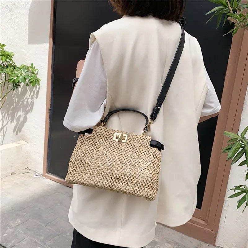 New Fashion Women's Crossbody Bags Summer Straw Beach Bag High Quality Branded Female Shoulder Bag Luxury Designer Shopper Purse