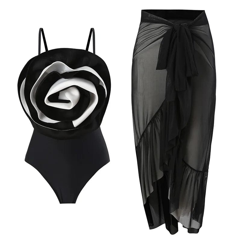 Noir / L Maillot de Bain Une Pièce Chic pour Femmes