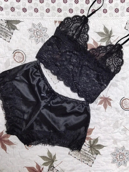 Noir / S Lingerie femme - Ensemble de Nuit en Dentelle