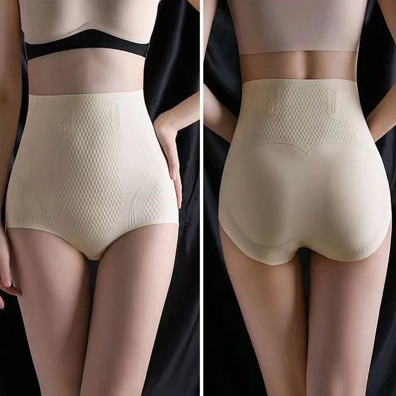 OWEQ Ice Silk Shaping Women Sculpt Shaping High Waisted Body Briefs Shaper Tummy Slimming Flat Belly Shapewear Lingere