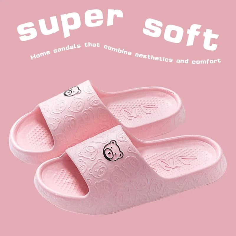 Pink / 36-37 EVA Summer Women Fashion Cute Outdoor Non-Slip Rubber Slippers Indoor Soft Sole Couple Graffiti Sandals