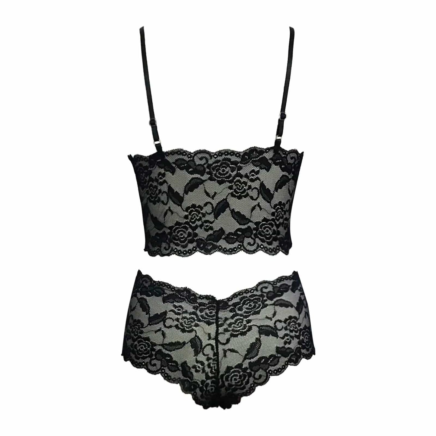 Plus Size Lingerie Set For Women Sexy Lace Crop Tops+High Waist Bodyshorts Sleepwear Underwear Outfit Lenceria Sexi Porno Mujer