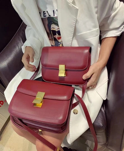 Red high / 23cm-18cm-7cm Women’s Genuine Leather Shoulder Bag 2022 Trend Brand Small Square Bags Luxury Designer Handbag Fashion Messenger BagsTofu Bags