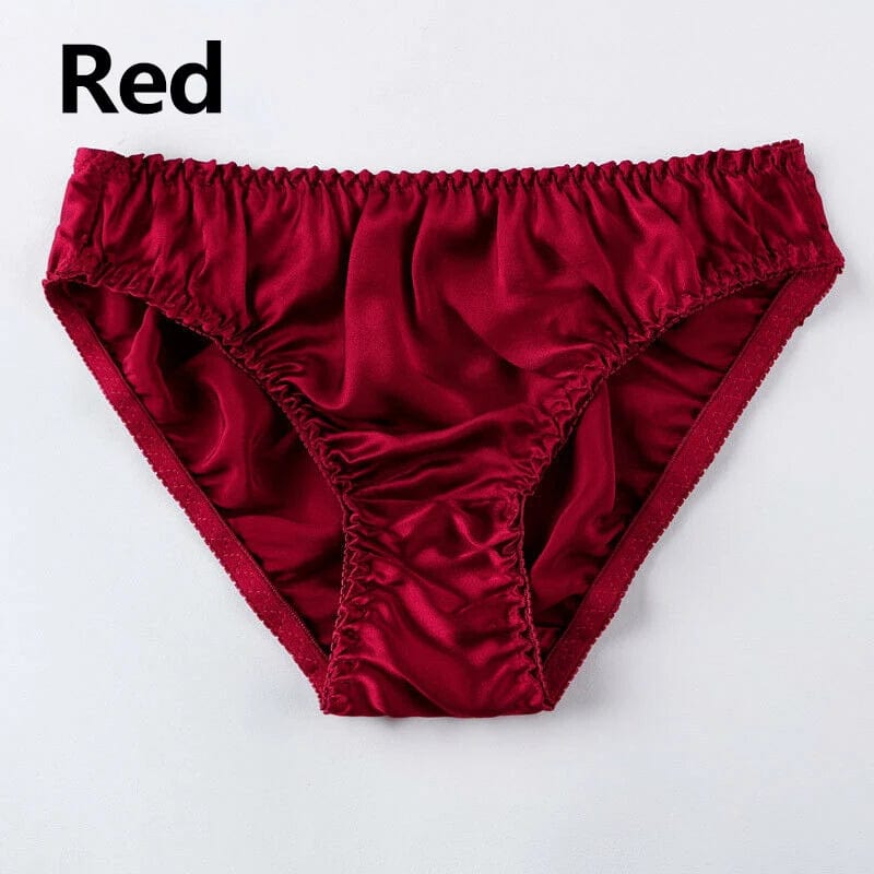 Red / XL / 1pc Women's Mulberry Silk Panties Underwear Soft Comfort Seamless Briefs Women's Solid Thin Breathable Underwear Intimate Lingerie