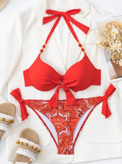 red / XL Sexy Push Up Bikini 2024 Women Swimsuit Two Piece Swimwear Female Thong Bikinis Set Swimming for Bathing Suits Brazilian Biquini