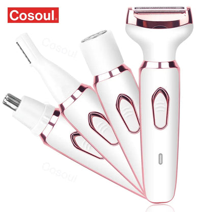 Rose blanc Epilateur Électrique 4 en 1 pour Femmes