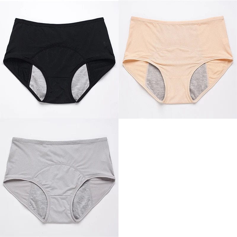 Set 12 / 4XL / 3pcs 3pcs/Set Leak Proof Menstrual Panties Women Period Underwear Sexy Pants Physiological Underwear Plus Size Waterproof Briefs