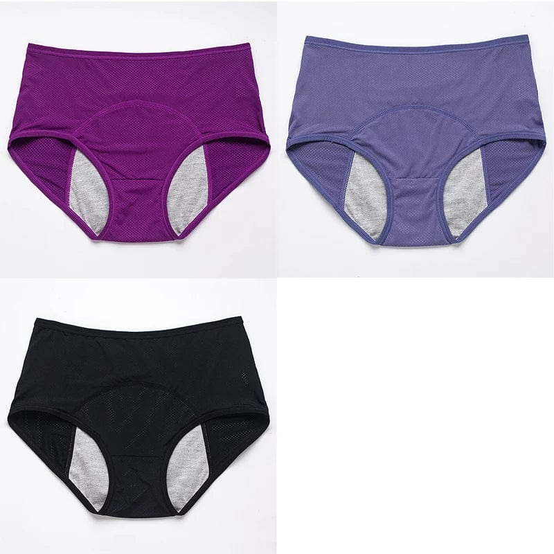 Set 3 / L XL / 3pcs 3pcs/Set Leak Proof Menstrual Panties Women Period Underwear Sexy Pants Physiological Underwear Plus Size Waterproof Briefs