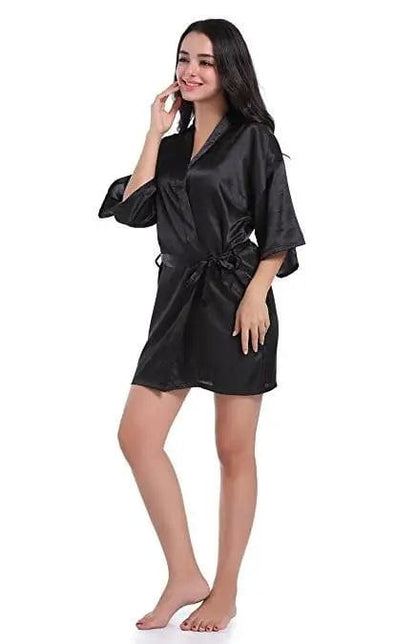 Sexy Large Size Sexy Satin Night Robe Lace B