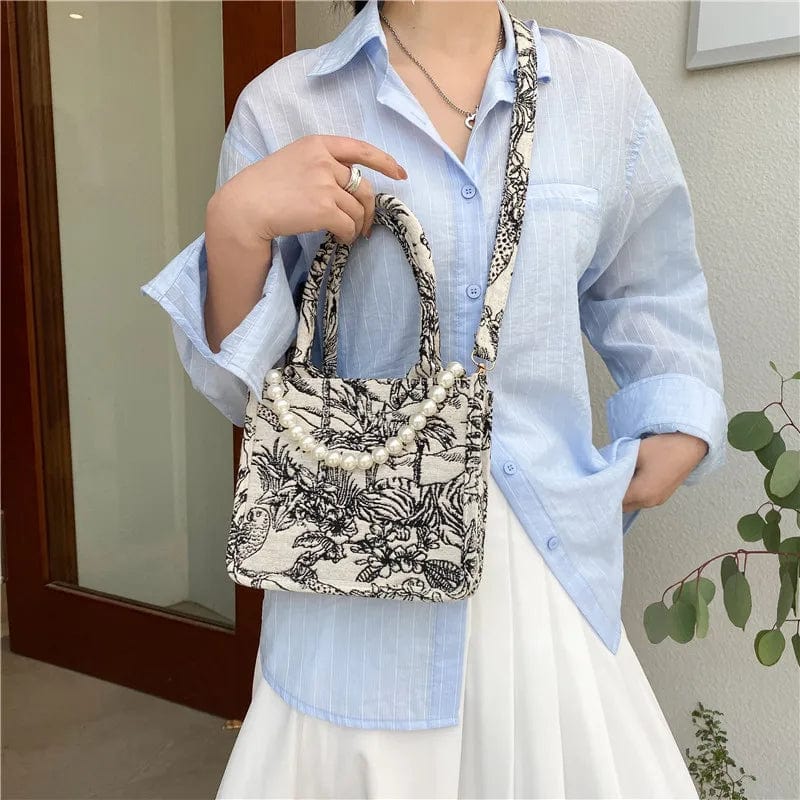 Small Luxury Designer Handbag Brand Top Handle Bags for Women Jacquard Embroidery Shopper Beach Bag Shoulder Tote Bag Wholesale