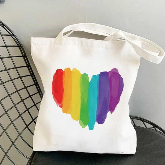 Tote Bag Lgbt Pride Rainbow Shopping Bag Eco Shopping Tote Bolsa Canvas Grocery Bag Reciclaje Woven Sac Cabas Custom