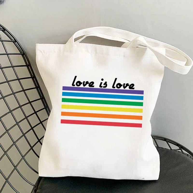 Tote Bag Lgbt Pride Rainbow Shopping Bag Eco Shopping Tote Bolsa Canvas Grocery Bag Reciclaje Woven Sac Cabas Custom