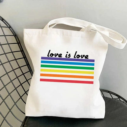 Tote Bag Lgbt Pride Rainbow Shopping Bag Eco Shopping Tote Bolsa Canvas Grocery Bag Reciclaje Woven Sac Cabas Custom