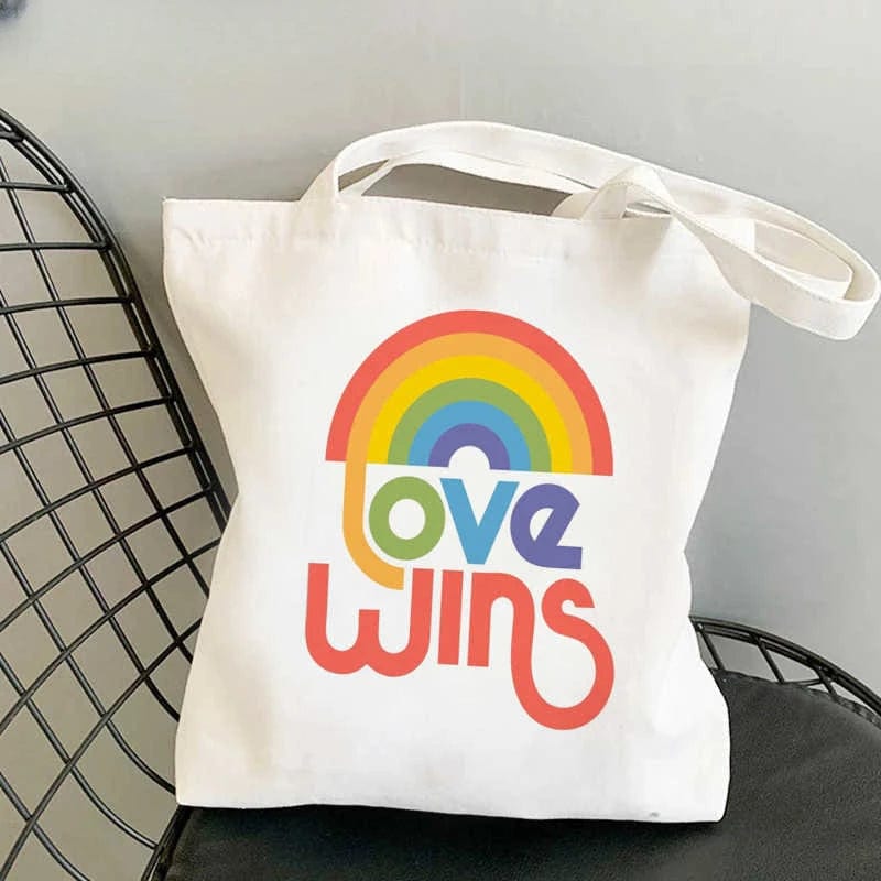 Tote Bag Lgbt Pride Rainbow Shopping Bag Eco Shopping Tote Bolsa Canvas Grocery Bag Reciclaje Woven Sac Cabas Custom