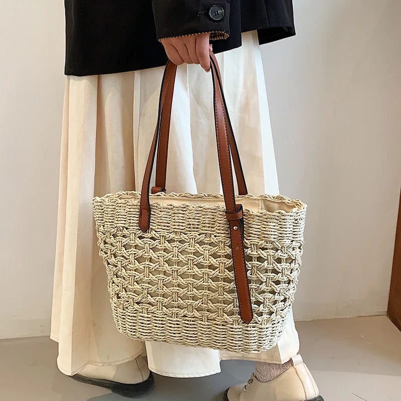 Trendy Straw Weave Bag for Women 2023 Summer Brand Designer Female Handbags Luxury Shoulder Bag Fashion Beach Basket Simple bag