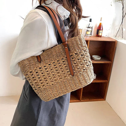 Trendy Straw Weave Bag for Women 2023 Summer Brand Designer Female Handbags Luxury Shoulder Bag Fashion Beach Basket Simple bag