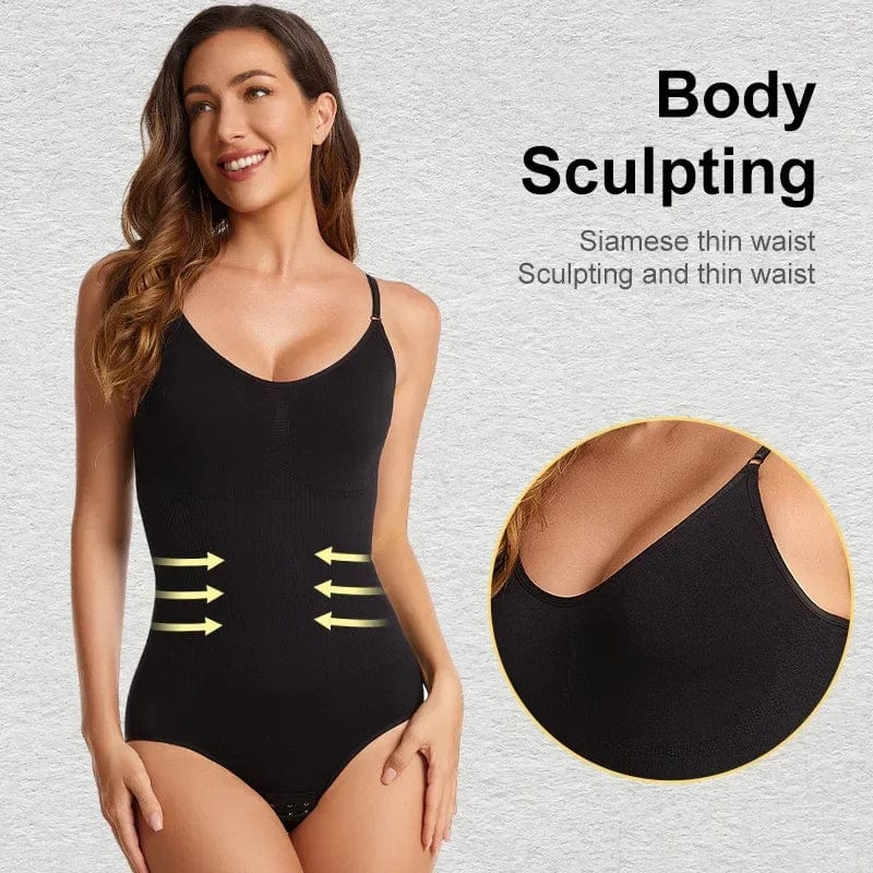 V Neck Bodysuit Shapewear Women Full Body Shaper Tummy Control Slimming Sheath Butt Lifter Crotch Buckle Waist Lift Pants