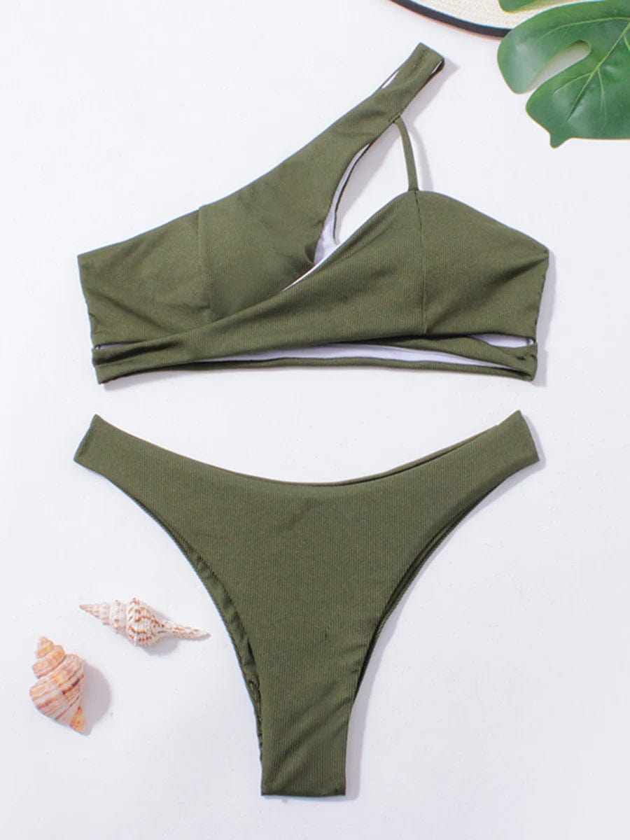 Vert / M Maillot de Bain Deux Pièces Uni