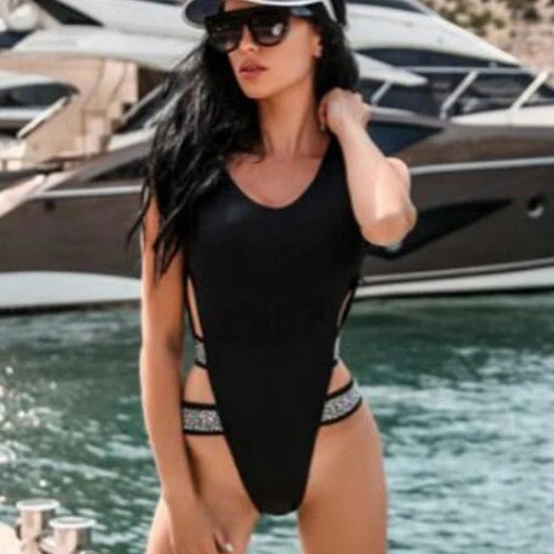 W2006-A / S Black Bandage One Piece Swimsuit 2024 SexyBodysuit Beachwear Party Monokini