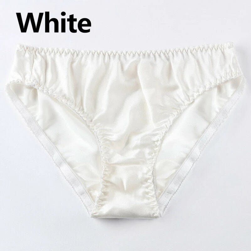 White / XL / 1pc Women's Mulberry Silk Panties Underwear Soft Comfort Seamless Briefs Women's Solid Thin Breathable Underwear Intimate Lingerie