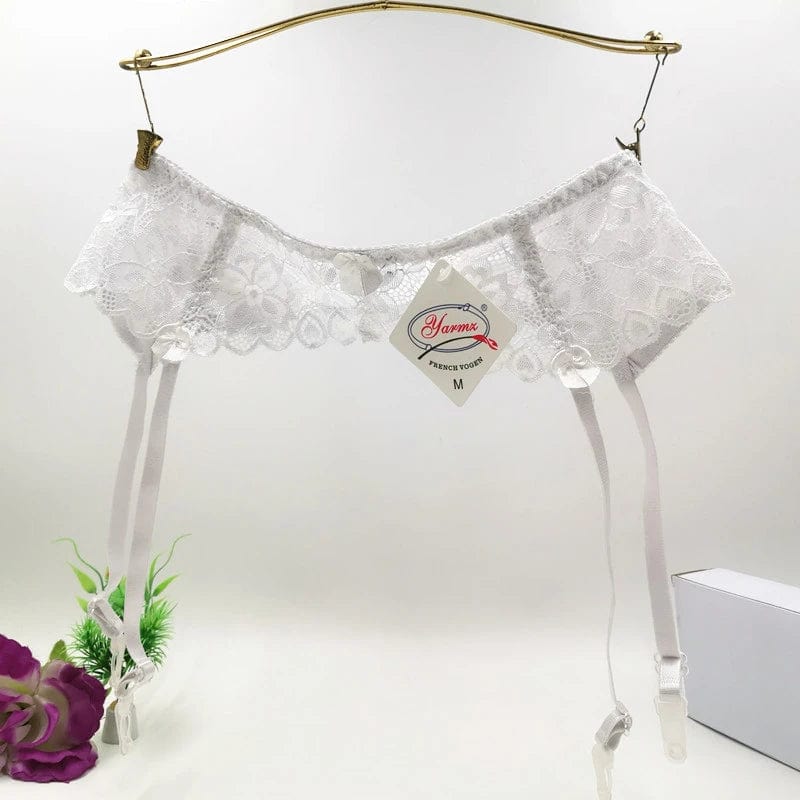 White / XL M L XL Plus Size Lingerie Women Sexy Lace Transparent Garters Belt Back Closure Adjustable Suspender Belt For Stockings