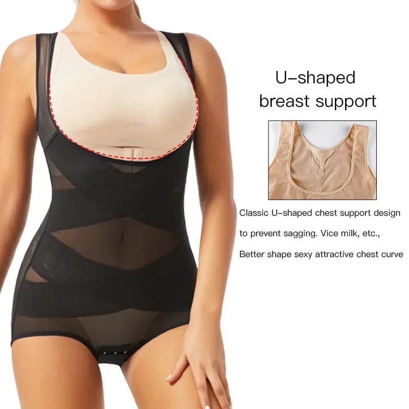 Women Bodysuit Briefs Full Body Shaper Underwear Seamless Sexy Tummy Control Shapewear Mesh Slimming Flat Belly Underbust Corset