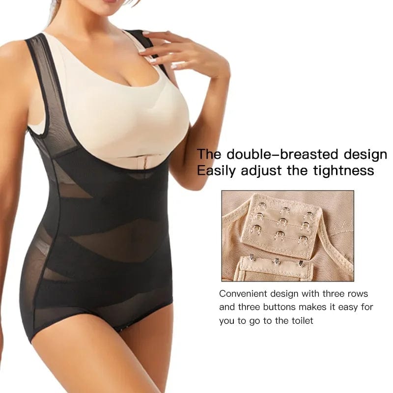 Women Bodysuit Briefs Full Body Shaper Underwear Seamless Sexy Tummy Control Shapewear Mesh Slimming Flat Belly Underbust Corset