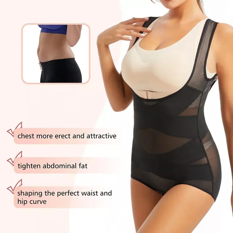 Women Bodysuit Briefs Full Body Shaper Underwear Seamless Sexy Tummy Control Shapewear Mesh Slimming Flat Belly Underbust Corset