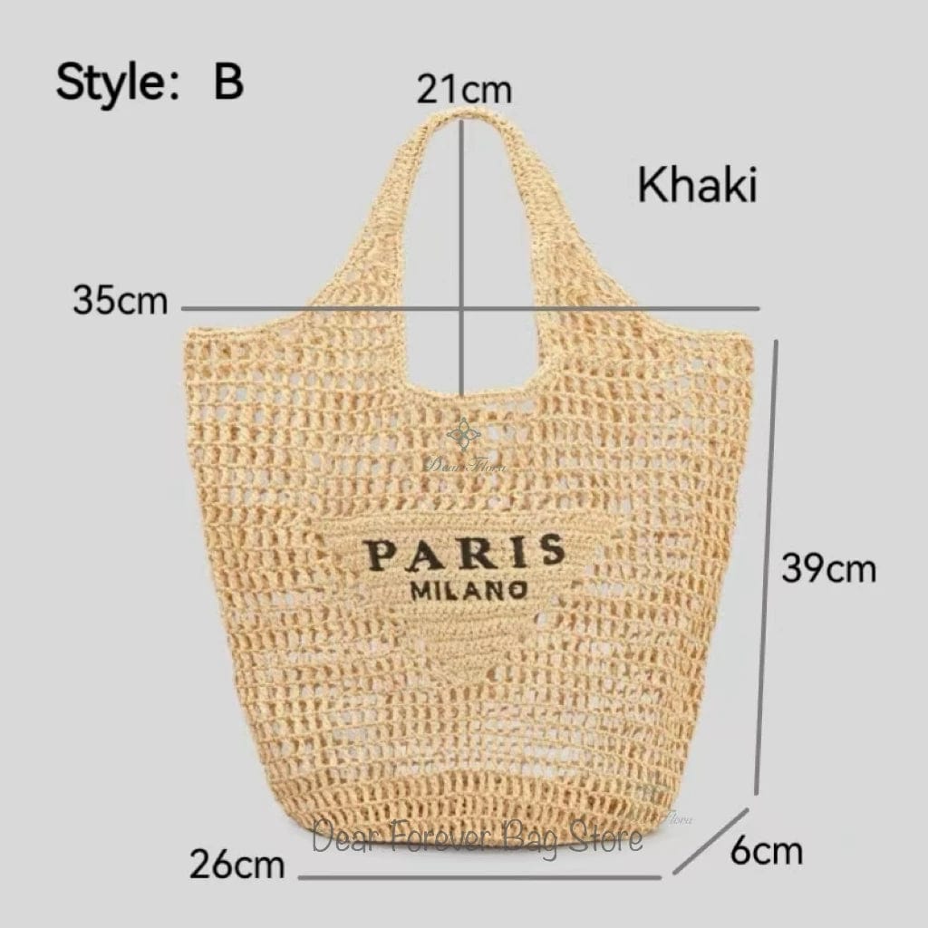 Women Fashion Striped Summer Beach Straw Knitting Shoulder Bag Hollow Out Handwoven Handbags Portable Large Capacity Casual Tote