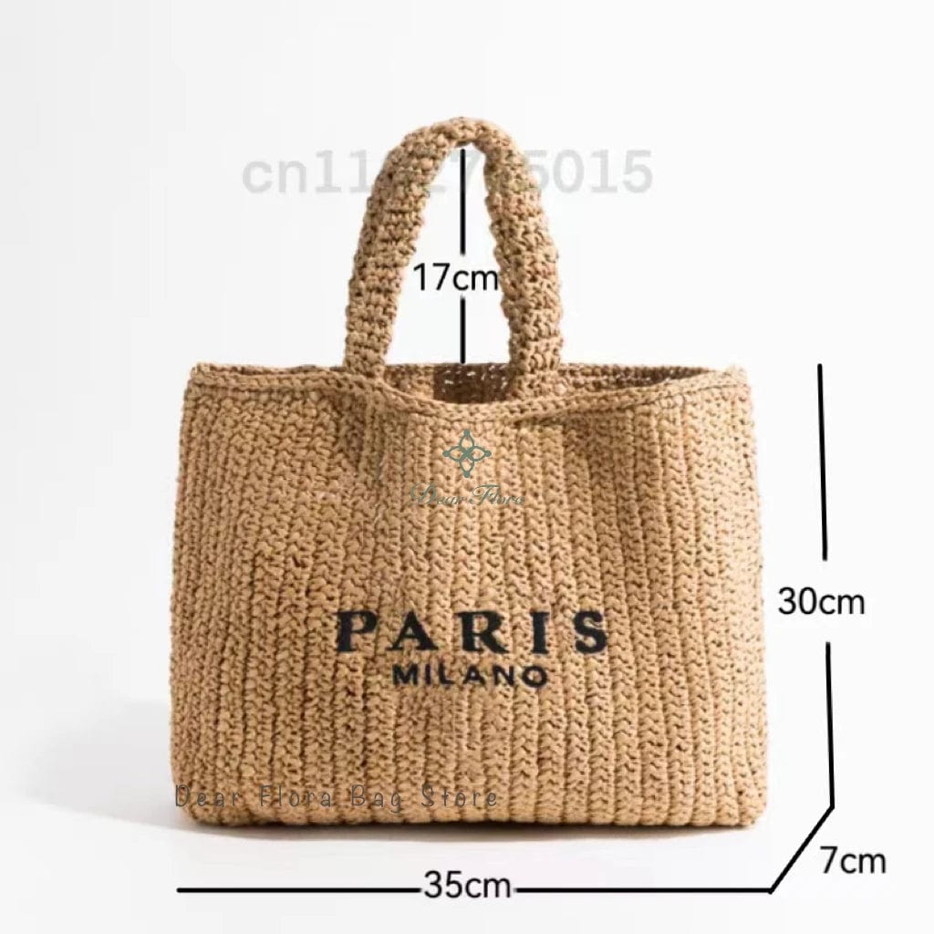 Women Fashion Striped Summer Beach Straw Knitting Shoulder Bag Hollow Out Handwoven Handbags Portable Large Capacity Casual Tote