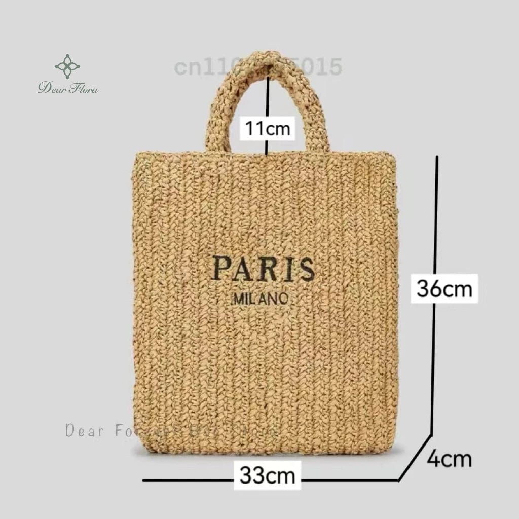 Women Fashion Striped Summer Beach Straw Knitting Shoulder Bag Hollow Out Handwoven Handbags Portable Large Capacity Casual Tote