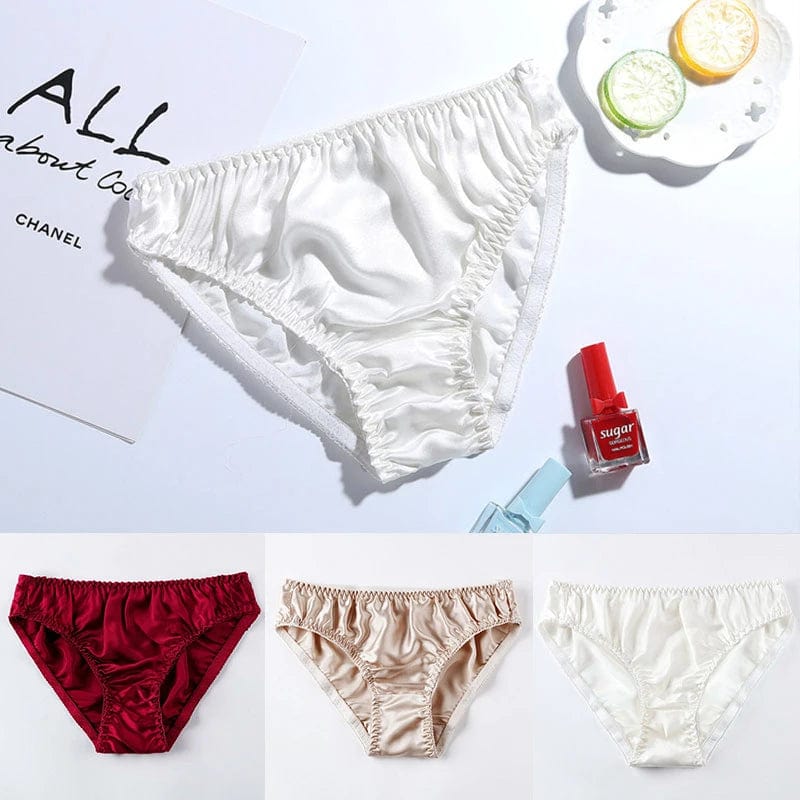 Women's Mulberry Silk Panties Underwear Soft Comfort Seamless Briefs Women's Solid Thin Breathable Underwear Intimate Lingerie