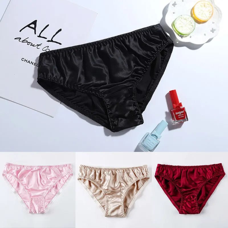 Women's Mulberry Silk Panties Underwear Soft Comfort Seamless Briefs Women's Solid Thin Breathable Underwear Intimate Lingerie