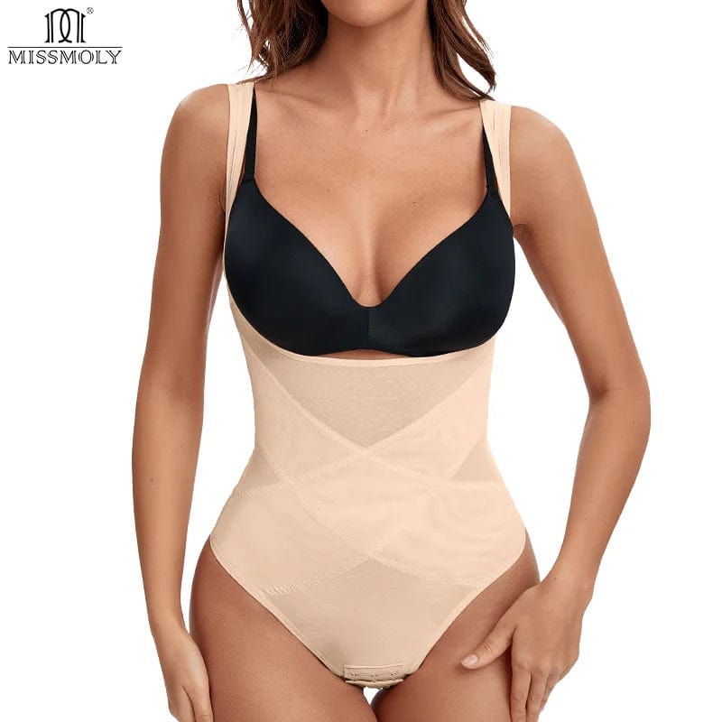 Women Thong Bodysuits Full BodyShaper Seamless Sexy Tummy Control Shapewear MISS MOLY Mesh Slimming Flat Belly Underbust Corset