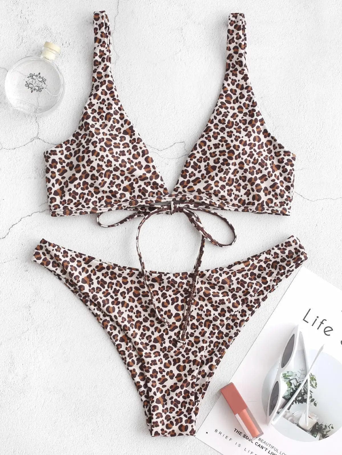 Yellow / S Bikinis 2024 Women Leopard Swimsuit