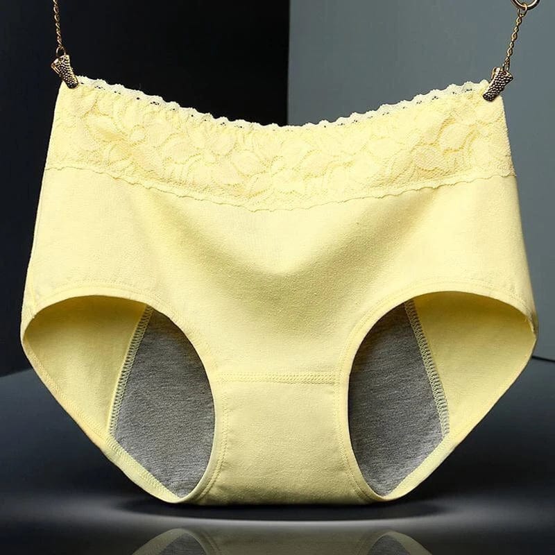 Yellow / XL / 1pc Women Underwear Female Physiological Pants Leak Proof Menstrual Period Panties Cotton Health Seamless Briefs Warm